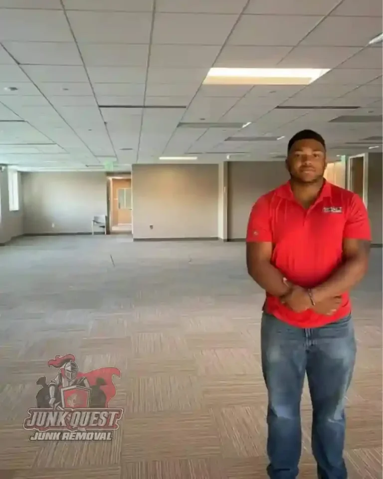 After office cleanout in Plano, TX with the workspace cleared and all desks, office furniture, and junk removed by Junk Quest.