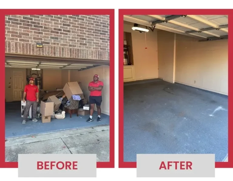 Before and after full house and garage cleanout completed by Junk Quest in McKinney, TX.