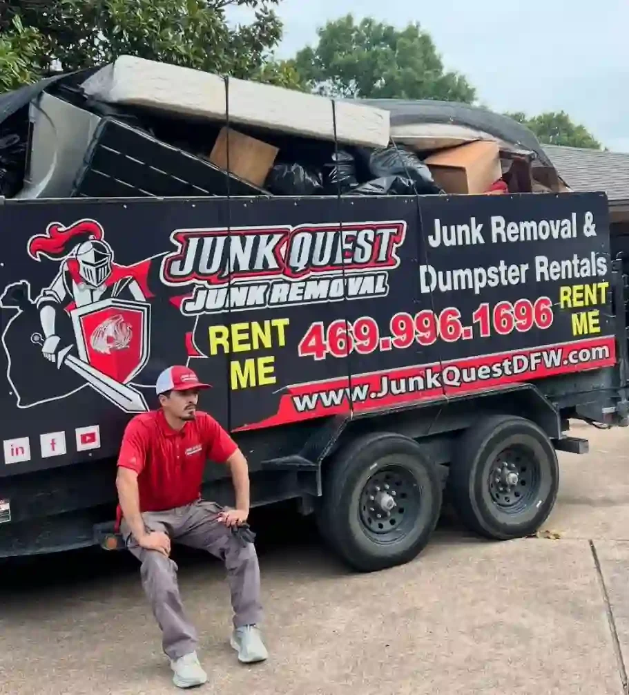 Junk Quest team providing professional junk removal in Lucas, TX, hauling furniture, debris, and household clutter.