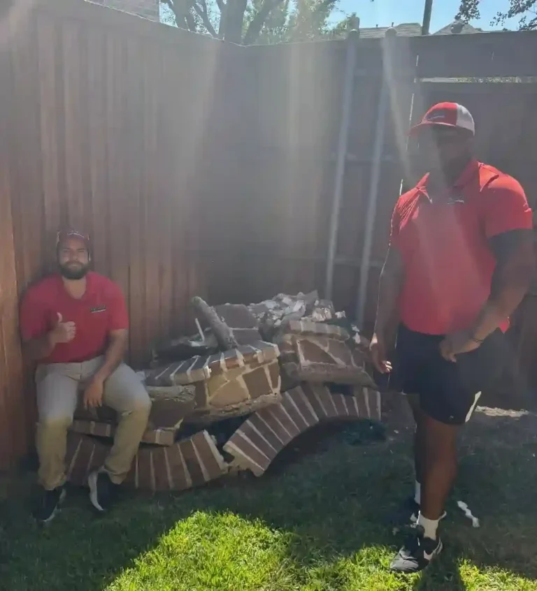 Junk Quest crew with yard debris and waste after a cleanup in Wylie, TX