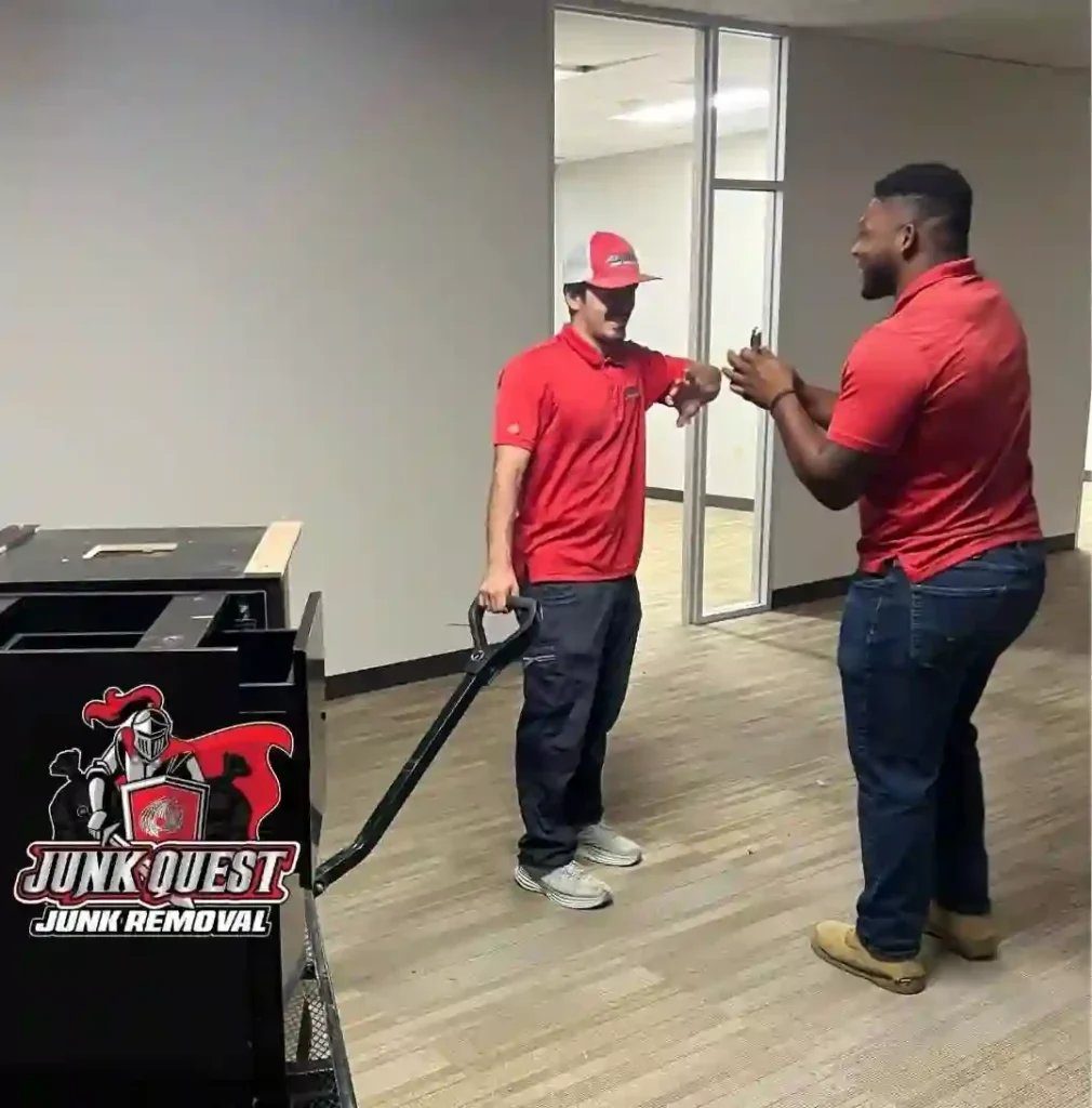 Junk Quest performing a professional office cleanout in Frisco, TX with commercial junk removal and hauling services