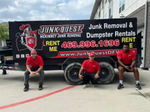 Junk Quest Removal team with branded truck providing estate cleanout services in North Dallas