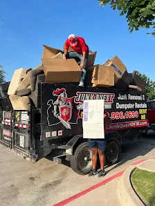 Junk Quest Removal crew loading bulk materials and electronics during commercial electronic waste disposal in North Dallas