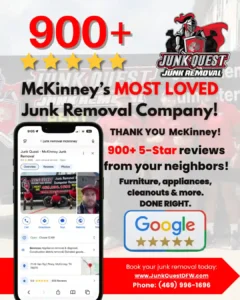 McKinney junk removal reviews Junk Quest 900 Google reviews milestone