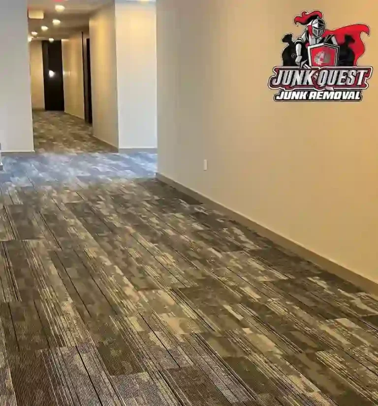 Empty, fully cleared space after a hoarding cleanout completed by Junk Quest in Dallas, TX.