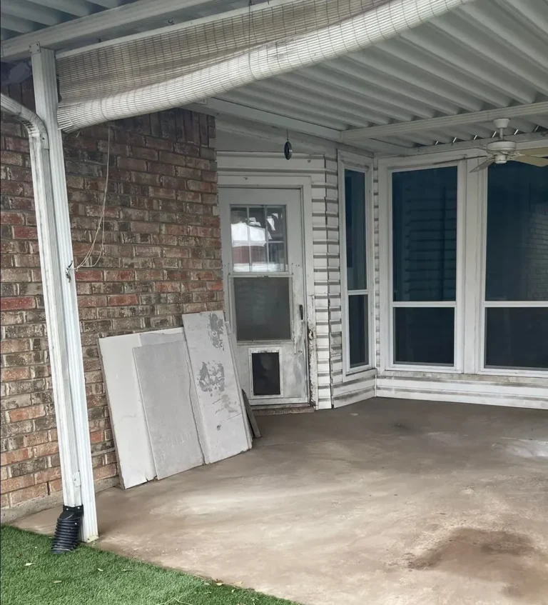 Cleared patio area after an estate cleanout in North Dallas