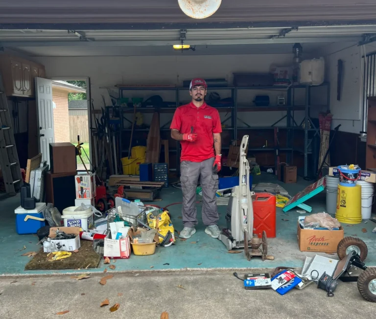 Cluttered garage before a Junk Quest cleanout in Celina, TX.