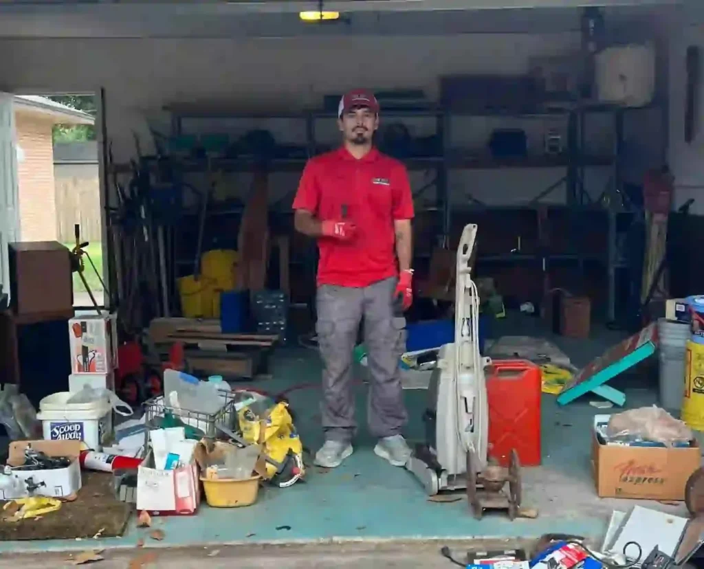 Cluttered garage before a Junk Quest cleanout in The Colony, TX
