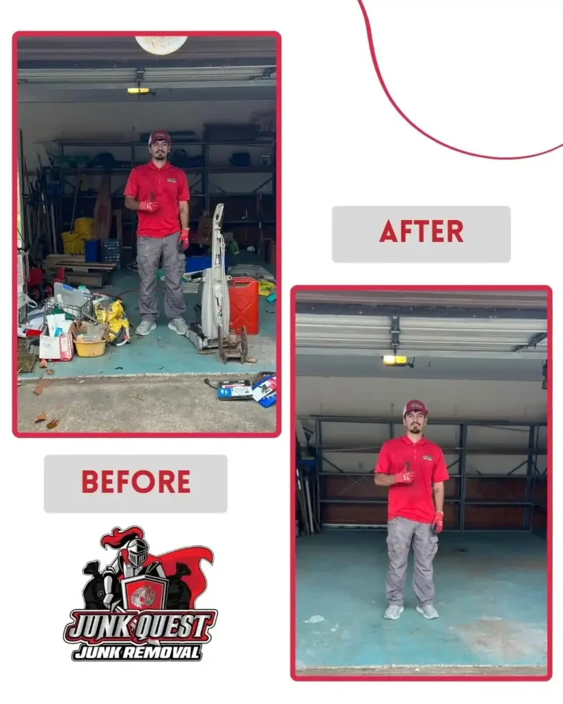 Before and after house cleanout completed by Junk Quest in Fairview, TX.