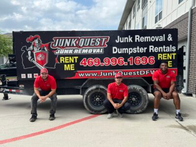 Junk Quest crew during a junk removal job in Richardson, TX