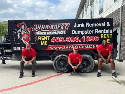 Junk Quest team member during a professional junk removal job in Carrollton, TX.